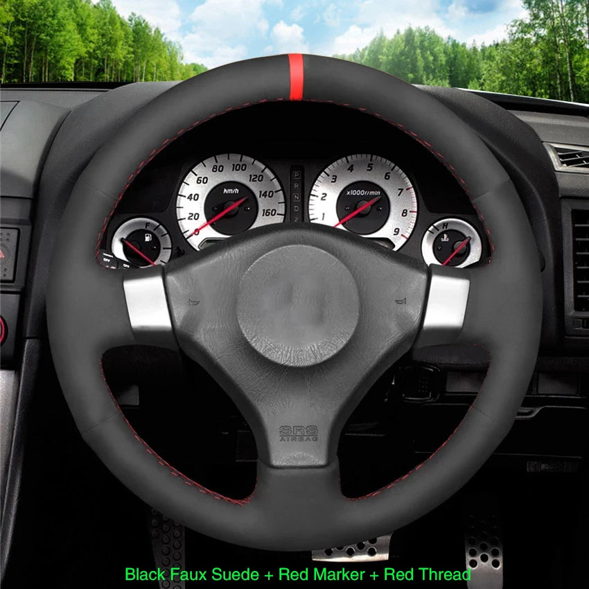 Black Faux Leather Car Steering Wheel Cover For Nissan 200SX S15 Silvia Skyline R34 GTR GT-R 1998 1999 2000 2001 2002