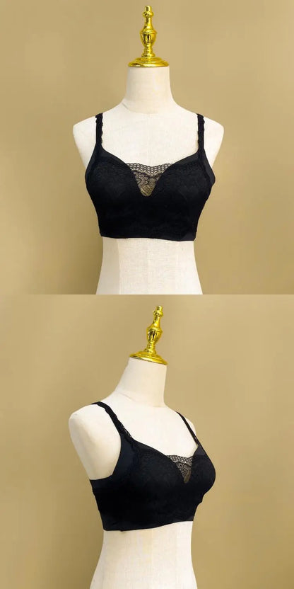 Low-Neck Lace Strap Vest Women's Sexy Backless Bralette Prevent Exposure Front Chest Back Design Short Length Casual Style