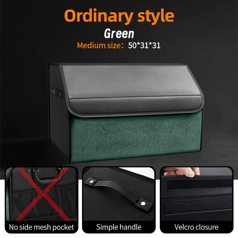 Car Suede Trunk Organizer Large Capacity Leather Foldable Storage Box Portable Multifunctional Tool Organizer Car Accessories