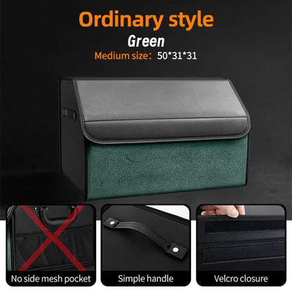 Car Suede Trunk Organizer Large Capacity Leather Foldable Storage Box Portable Multifunctional Tool Organizer Car Accessories