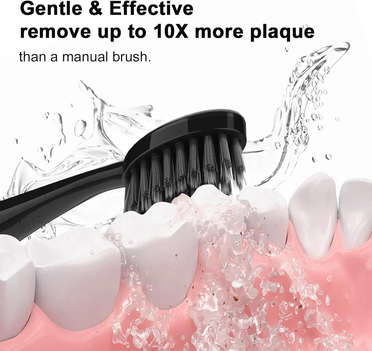 10pcs Replacement Brush Heads for Original Burst Pro Sonic Electric Toothbrush Soft Charcoal Bristles Refill with Dust Cover Cap