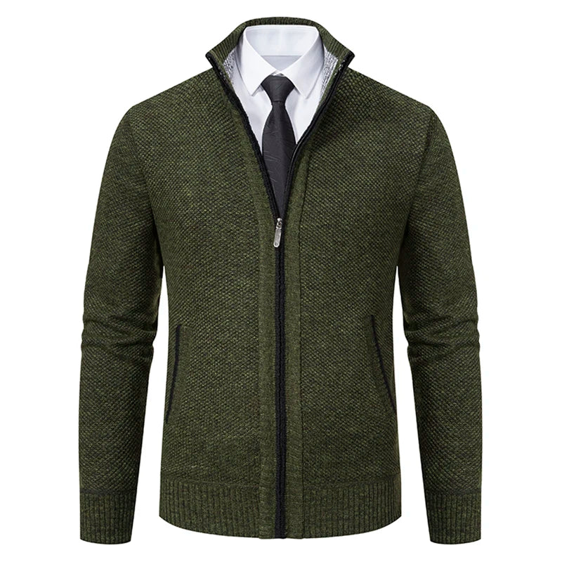 Product Name: Men's Knit Cardigan Sweater, Formal & Casual Outfit - Easy-Care Everyday Sweater Jacket, Winter Stand-Up Collar Fl
