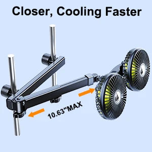Hipacool 2024 Upgrade Car Fan Plug-in Or Battery Dual-Head Fan Strong Wind Quiet Sound Car Storgae Hook Flexible Car Cooling Fan