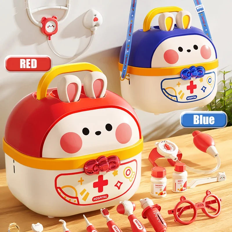 Doctor Toys with Light Hospital Dentist Play Set Doctor Role Play Costume Kit Children Suitcase Educational Gift for Kid 3 Years