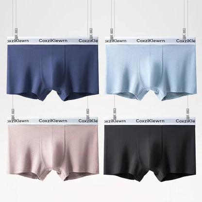 4PCS【LORIEN CREST】New Men's Underwear Pure Cotton Soft Breathable Fashion Solid Color U Convex Comfortable boxer for male