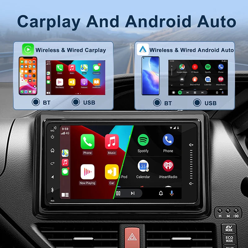7" 4-64GB For Toyota Kluger 2007-2013 Car Stereo Radio Wireless Apple Carplay Android Auto Head Unit FM GPS BT