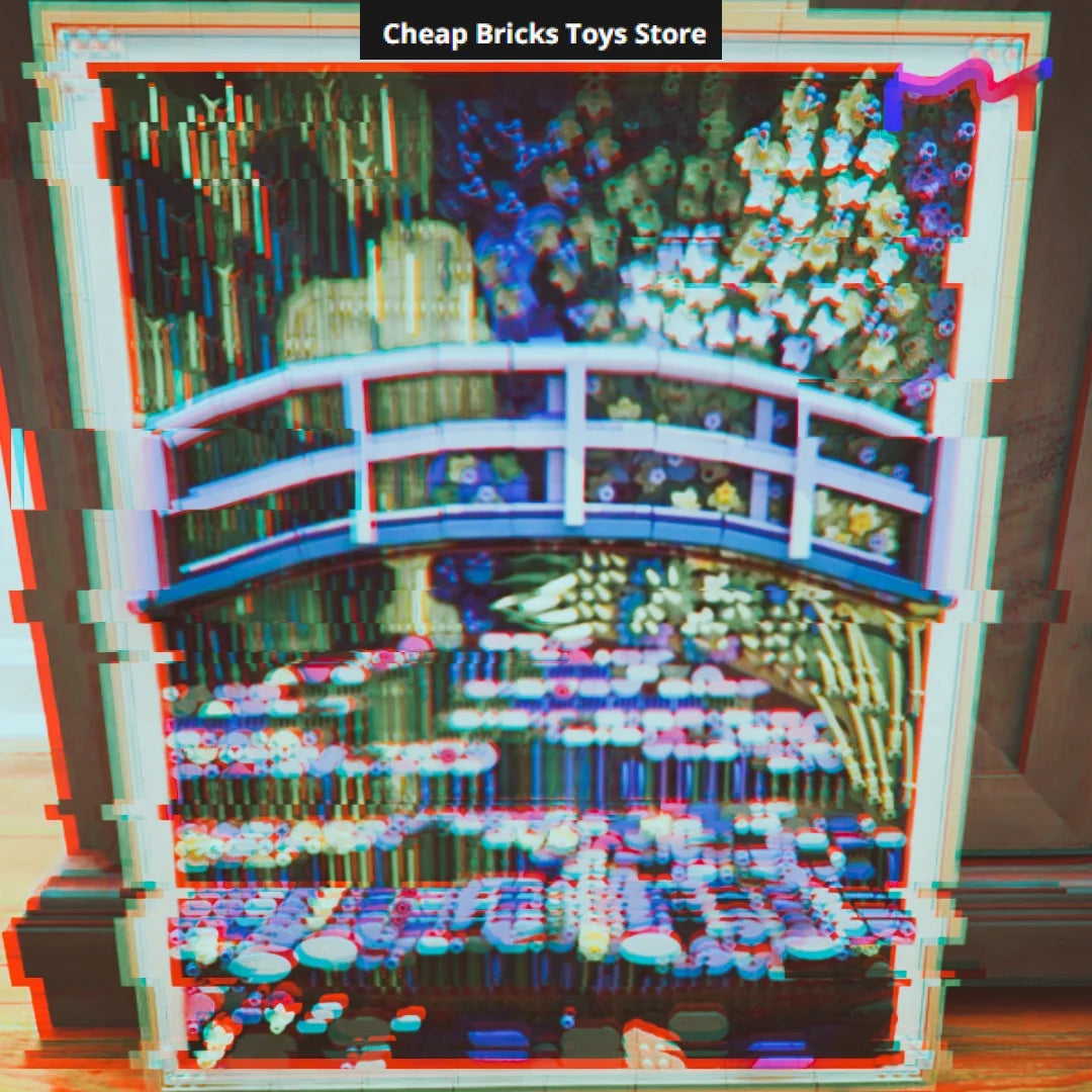 3179pcs  Paintings Model Water Lily Pond and Japanese Arch Bridge Assemble Toy Cheapest Building Blocks for Adults Gifts A