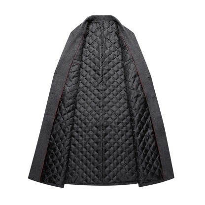 High-quality long, fashionable and stylish solid-color woolen coat, warm men's European and American style casual jacket