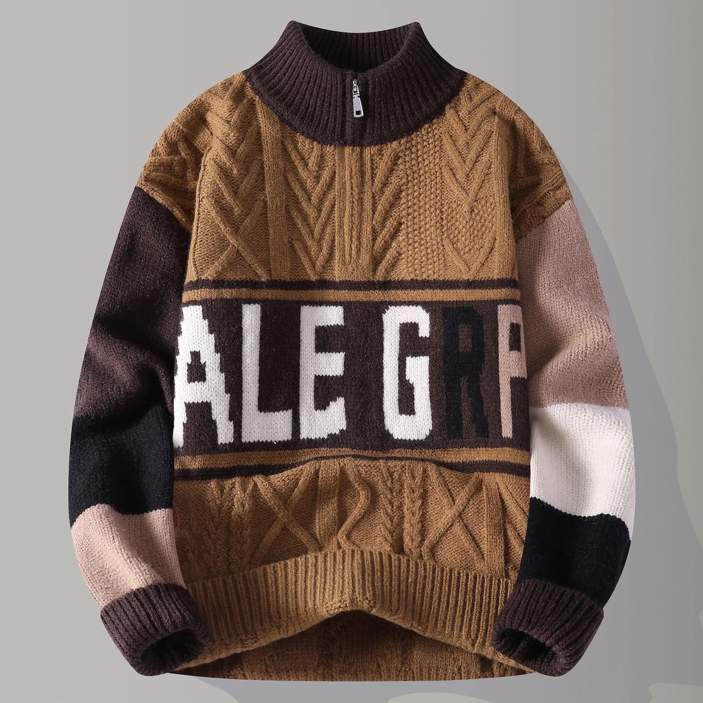 Autumn/winter Fashion Trend Retro Sports Thickened Warm Knitted Sweater Men's Loose Comfortable Large Size High Quality Sweater