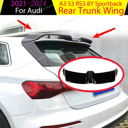 Car Rear Roof Lip Spoiler Trunk Splitter Wing for Audi A3 S3 RS3 8Y Sportback 2021-2024 Car Modified Body Kit  Accessories Auto