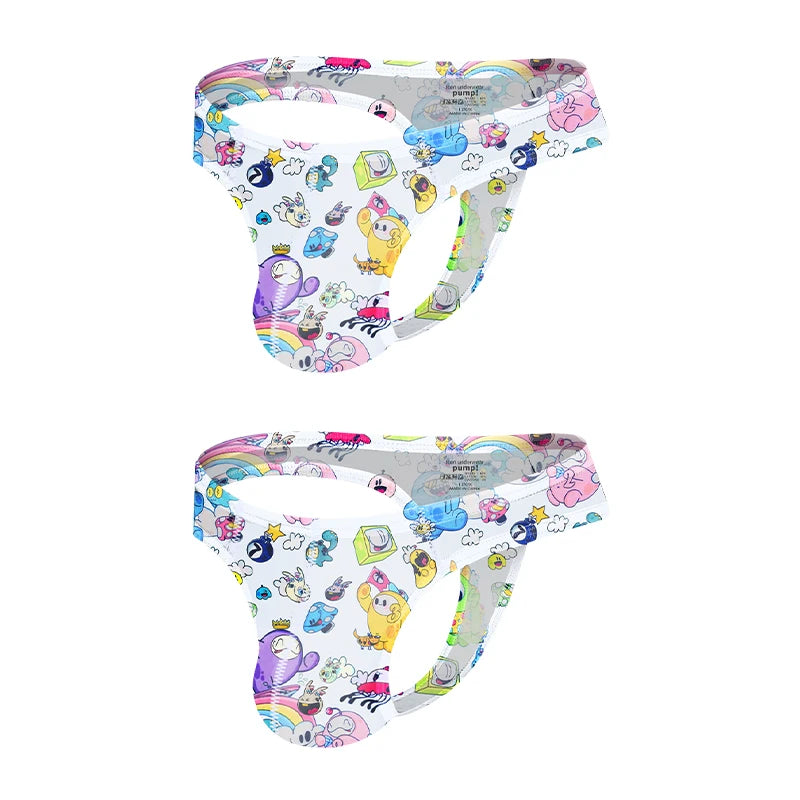 1/2/3PCS Man Thongs Underwear Hot Sale Modal Graffiti Printed Sexy Men Underpant Quick Dry Slip Panties Jockstrap Men's Thongs