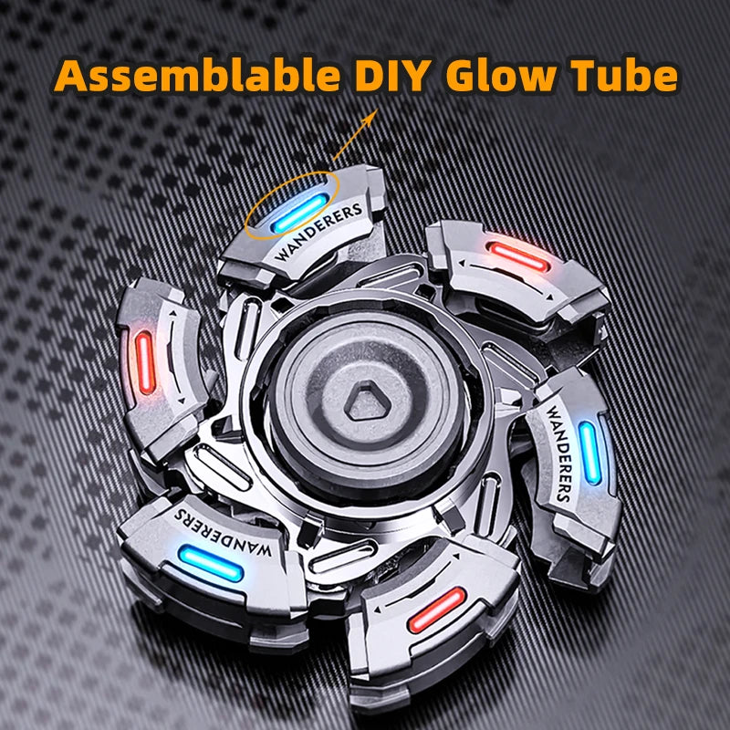 Glowing Fidget Spinner EDC Toy for Adults Kids Stress Relief Anxiety Relief Focus Tool with Smooth Rotation Cool Armor Opening