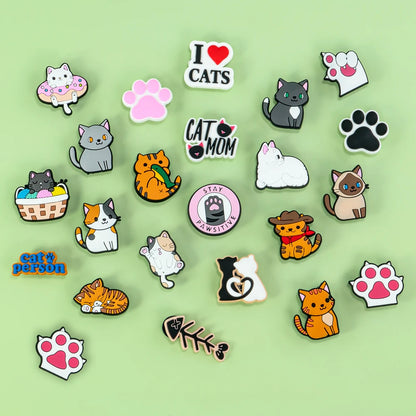 1/50/100pcs Cat Shoe Charms Sphinx Orange Cat Pins for Shoe Accessories Cute Decorations for Kids Women Clog Buckle Ornament