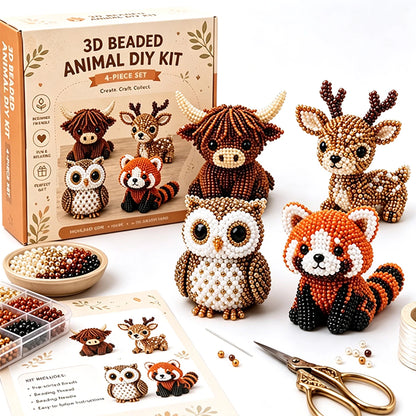 DIY 3D Animals Bead Embroidery Set with Colorful Beads Beadwork Crafts Kit for Home Studio Teens Girls Women Enthusiasts