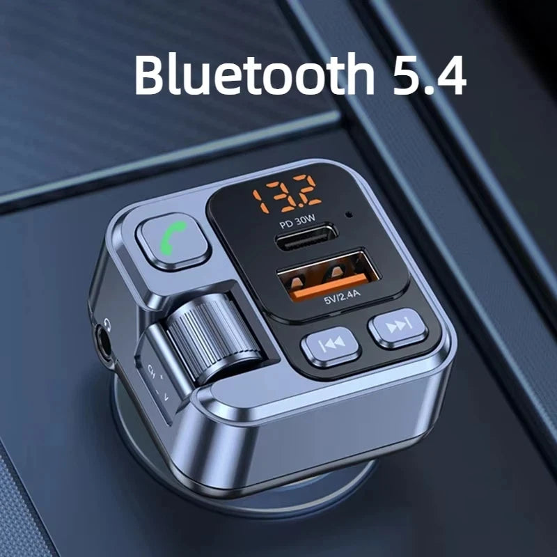 Bluetooth FM Transmitter Car Charger 20W PD USB-C Fast Charger Car Radio with Mic For Wireless Hands Free Call MP3 Player
