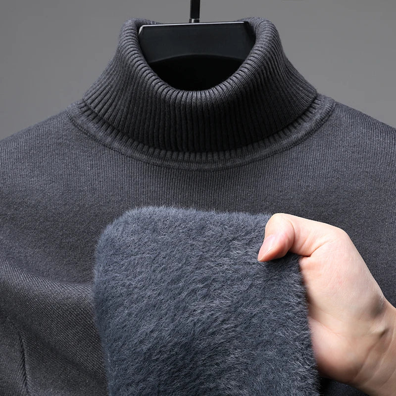 Luxury brand high-quality fashionable versatile high necked knitted sweater with cashmere base sweater