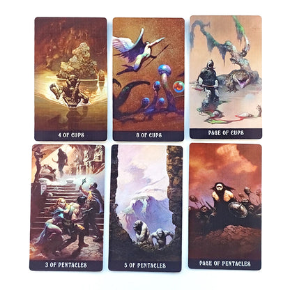 12*7cm Frazetta Fantasy Tarot in Rigid Box 80 Pcs Cards Dedicated To Frank Frazetta Printed on 350GSM Double-embossed Cardstock
