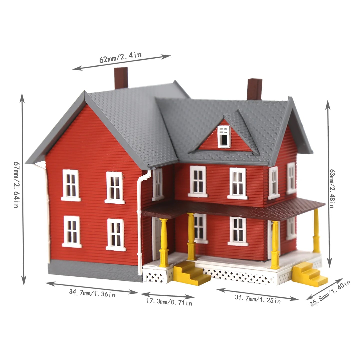 Evemodel N Scale Model Dwelling House Pre-built Painted Two-story Building