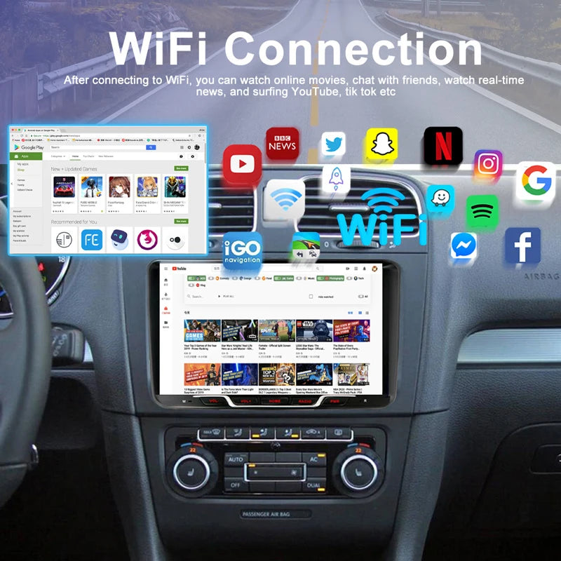 9" 4GB+64GB For VW Scirocco 2008-2015 Car Radio 2DIN Google Map Head Unit GPS Android Auto Stereo Steering Wheel Control