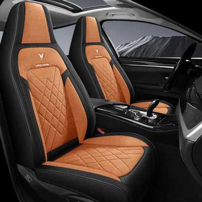 1pc Hooded Car Seat Cover - Premium Linen Texture for All-Season Comfort & Breathability, Universal Design for Sedans, SUVs