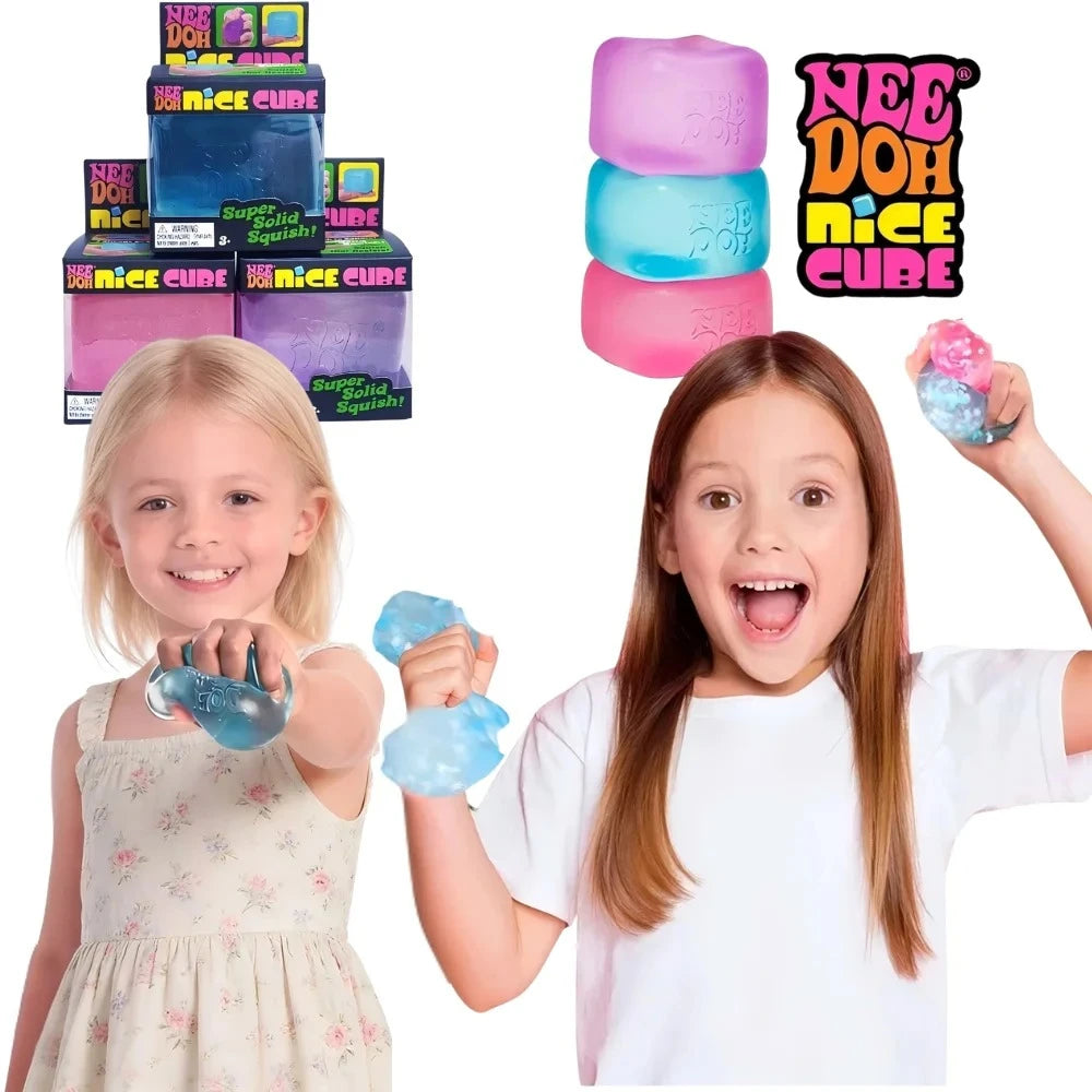 .Trending Nee Doh Jellyfish & Cube Squish Toy, Soft Jelly Squeeze Stress Relief Fidget Toy, Sensory NeeDoh for Kids & Adults