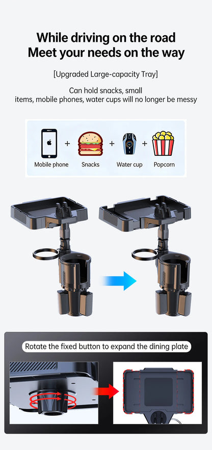 Cup Holder Tray for Car Dual Cap Holder 4 In 1 Adjustable Car Cup Holder Car Drink Phone Holders Snack Tray Expander