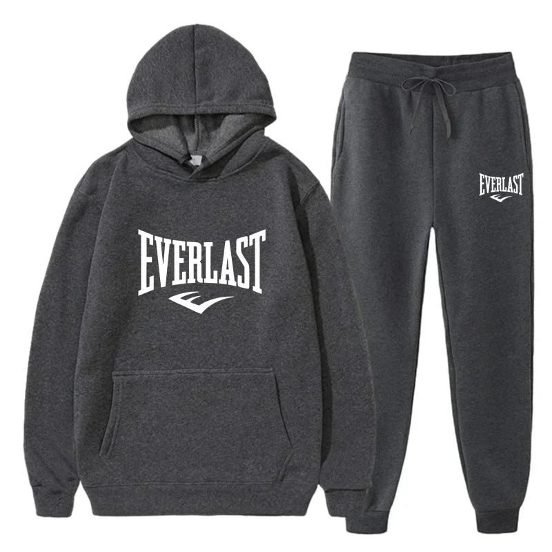 Autumn and Winter Fashion Men's Fitness Jogging Wear Casual Sportswear Suit Hooded Jumper Hoodie + Trousers Two-piece Set