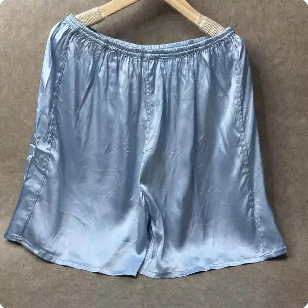 100% Mulberry Silk Men Boxer Underwear Couple Rubber Band Thin Short Home Pants Promotion Woman Can Wear