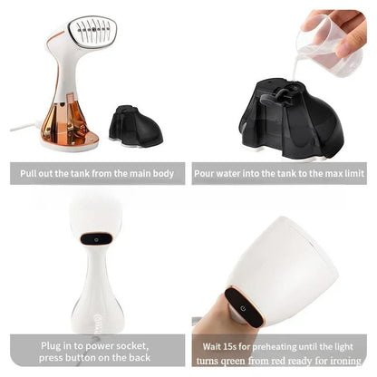 Handheld garment steam iron 1800W 3-level adjustment rapid heating steam iron portable suitable for home and travel use