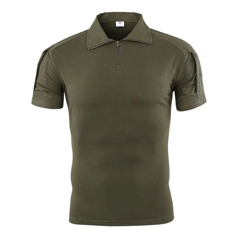 Camo Tactical Shirt Short Sleeve Quick Dry Combat T-Shirt Men's Camouflage Military Army T Shirt Outdoor Hunting Hiking Polo