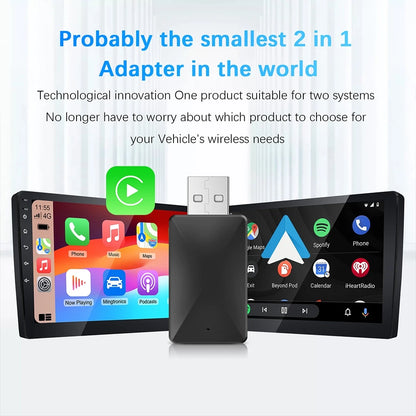 Android Auto Wireless Adapter New Mini 2 in 1 Box For Apple Carplay Dongle for Cars With Wired AA CP Wireless WIFI Plug & Play
