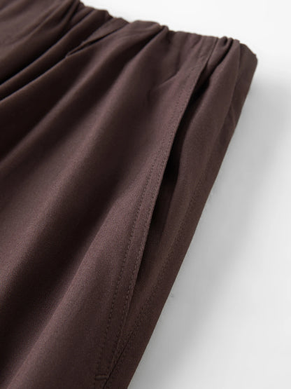 FSLE 2026 Spring Women's Wide Leg Pants Relaxed Fit High Waist Trousers with Draping Straight Cut Minimalist Casual Lounge Pants