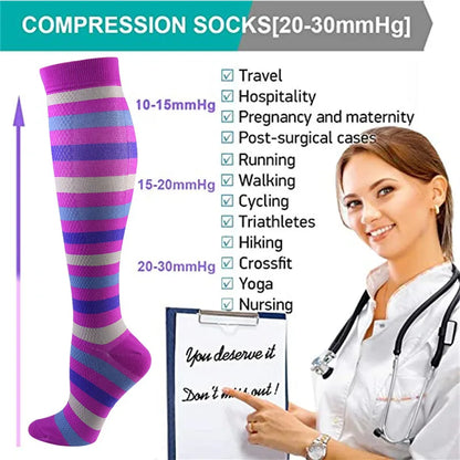 58 Styles Compression Socks 30 Mmhg Heart Star Stripe Socks New Unisex Golfs Tube Thigh Men Outdoor Long Pressure Stockings