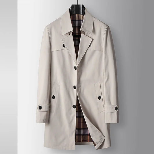 2026 Men Luxury Business Casual Coat Trench Coat Spring Autumn Long British Light