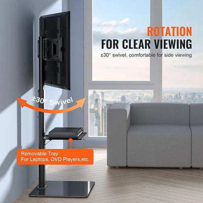 Rolling TV Stand Mobile TV Cart on Wheels for 32-65 Inch Flat Screen TVs Tall TV Floor Stand with Swivel Mount Corner TV Stands
