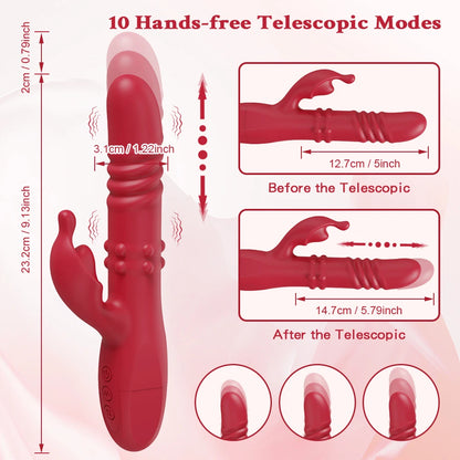 3 in 1 Thrusting Rotating Vibrator Clitoris Massager Telescopic G Spot Stimulator Women Dildo Adult Sex Toys Female Masturbator