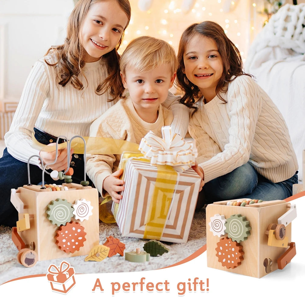 Children's Montessori Toys Wooden Building Blocks Shape Matching Toys Kids Educational Wooden Box Puzzle Toys Stacking Game
