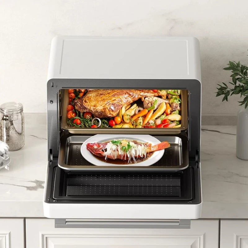 Microwave, Oven and Steamer AIO Desktop Household Steam Oven Titanium Antibacterial Liner Cuisine Hornos Microondas