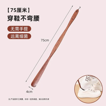 Long Handle Wooden Shoe Horn Natural Wood No Bend Waist Shoe Scraper Household Essential for Pregnant Women Shoe Insertion Tool