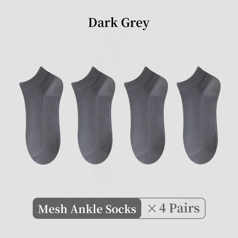 1/4/7 Pairs Men's Mesh Breathable Ankle Socks & Crew Socks - Lightweight Cotton Low Cut No Show Socks for Sports, Spring Summer