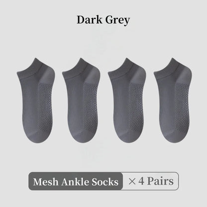 1/4/7 Pairs Men's Mesh Breathable Ankle Socks & Crew Socks - Lightweight Cotton Low Cut No Show Socks for Sports, Spring Summer