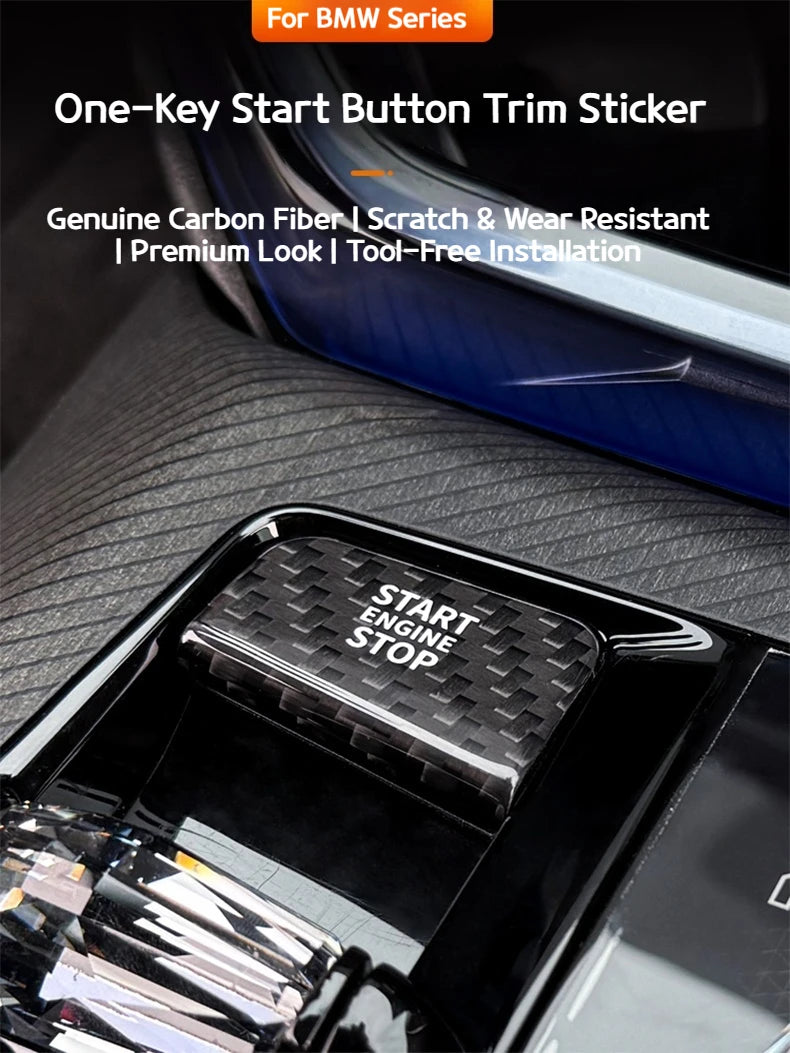 For BMW 5 7 X3 series i5i7 G45 G60 G70 2023-2026 Real carbon fiber one-key start button decorative stickers interior accessories