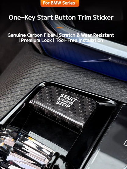 For BMW 5 7 X3 series i5i7 G45 G60 G70 2023-2026 Real carbon fiber one-key start button decorative stickers interior accessories