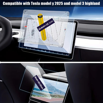 For Tesla Model 3 Y Highland 2025  HD Tempered Glass Screen With Dust-Free Film Touch Screen Protection Steel Glass Film