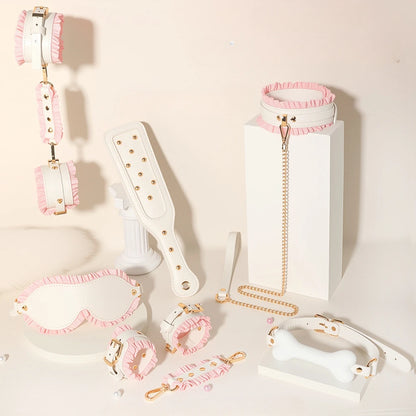 SM Fetish BDSM Bondage Erotic Toy Restraint Set Sex Toys For Women Handcuffs Collar Gag Eye Mask Hand Slap Couples Sex Tools
