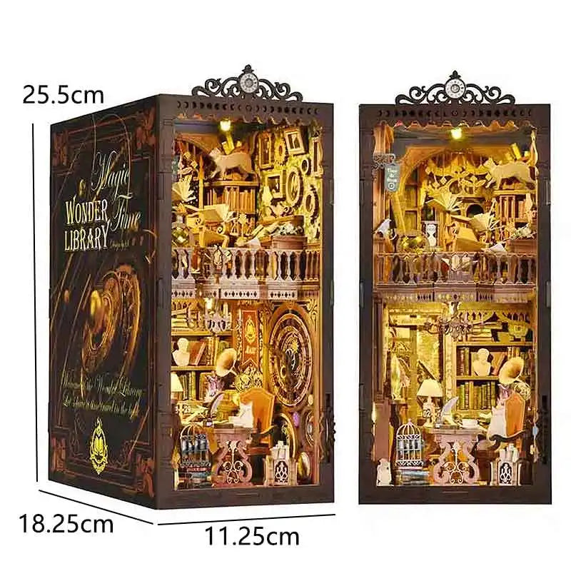 DIY Book Nook Kit Miniature Wooden 3D Puzzle Bookshelf Dollhouse Model Bookend Building Home Decoration For Christmas Gift