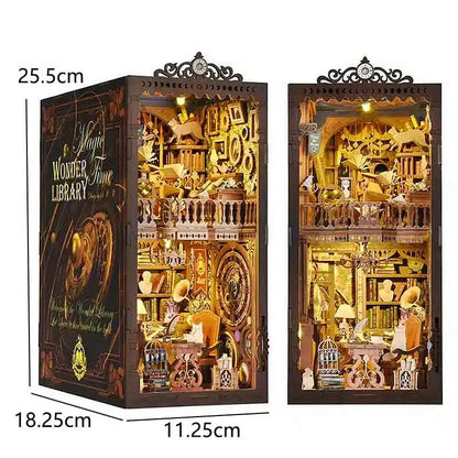 DIY Book Nook Kit Miniature Wooden 3D Puzzle Bookshelf Dollhouse Model Bookend Building Home Decoration For Christmas Gift