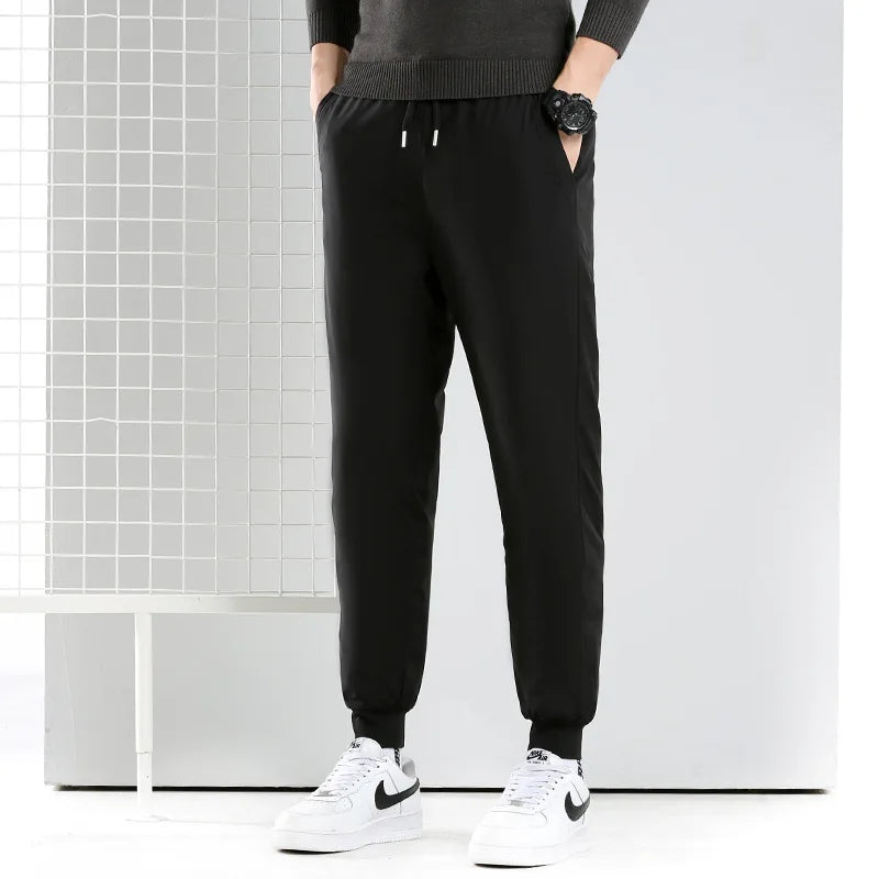 Men's down Pants Thick Winter Trousers Elastic Duck down Pants Warm Youth Casual Long Straight Leg Pants Outerwear