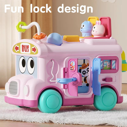 Montessori Educational Baby Busy Bus Toy Toddler Activity Fine Motor Skill Learning Travel Toys For Kids