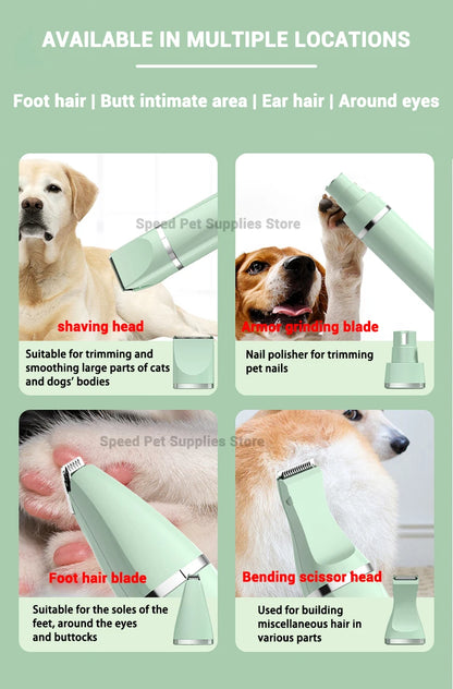 New 4-in-1 Electric Pet Multi functional Beauty Tool Set Dog Hair Clipper Rechargeable Pet Hair Clipper Shaver Cat Supplies